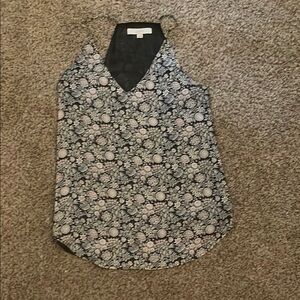 LOFT dark grey with sage green and pink accents camisole